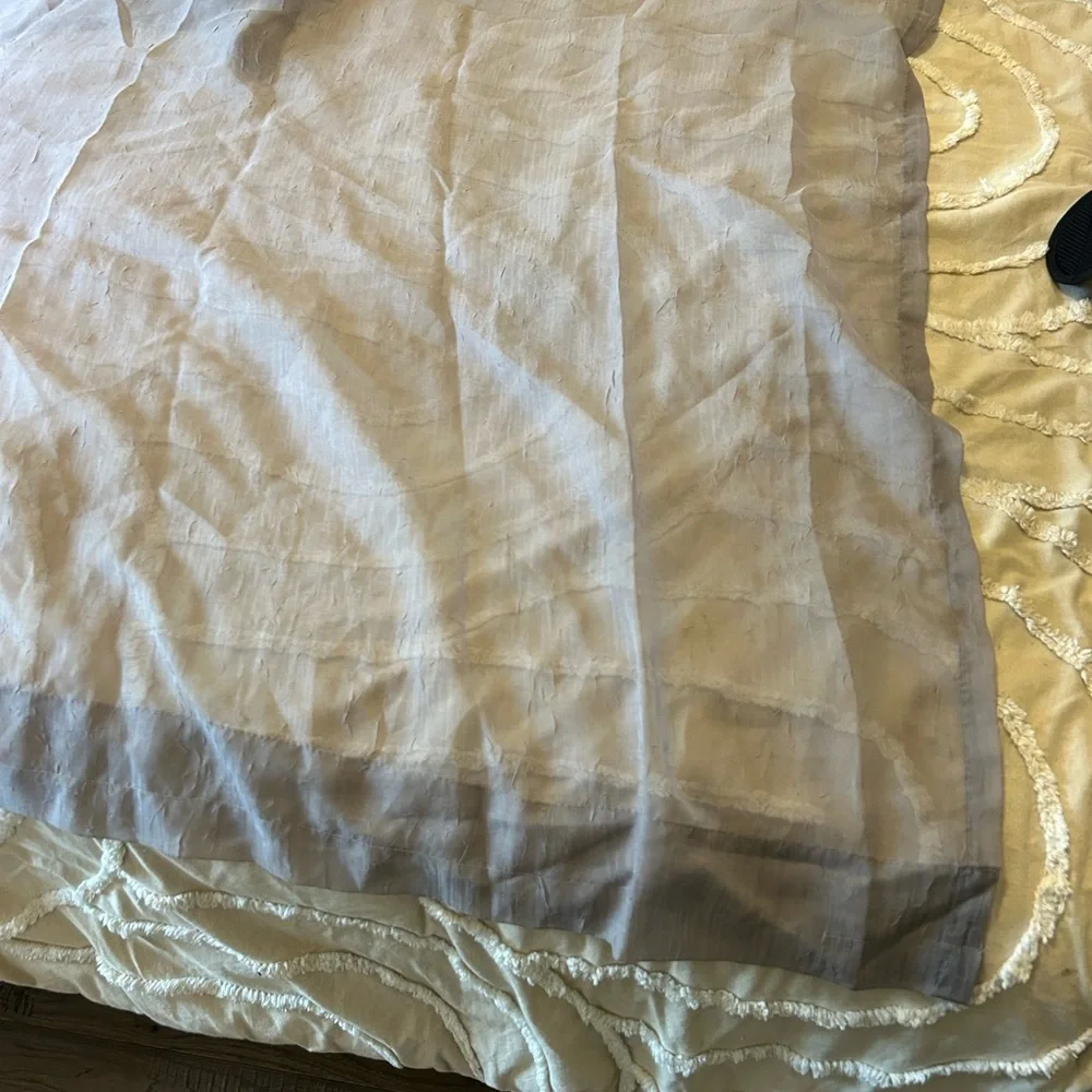 Sheer Linen-Blend Curtain Panel in Beige - Home Accents. Set of 2. 50W X 64L